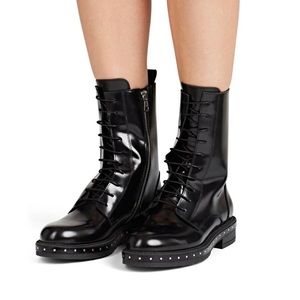BARNEYS NEW YORK LEATHER COMBAT BOOTS